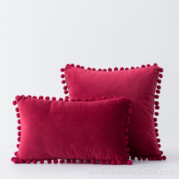 Custom velvet fabric solid tassel pillow cover